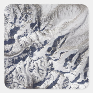 Satellit- beskåda av en Himalayan glaciär Fyrkantigt Klistermärke