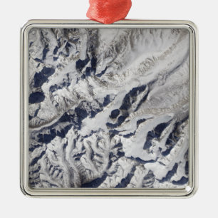 Satellit- beskåda av en Himalayan glaciär Julgransprydnad Metall