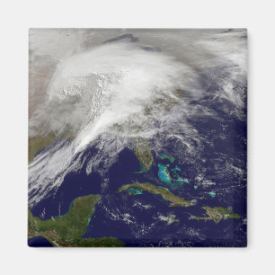 Satellit- beskåda av en massiv vinterstorm magnet