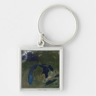 Satellit- beskåda av Greaten Lakes Fyrkantig Silverfärgad Nyckelring