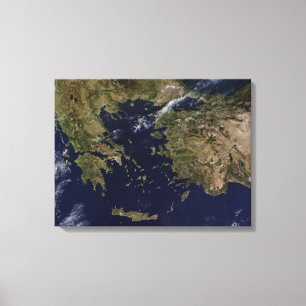Satellit- beskåda av Grekland och Turkiet Canvastryck