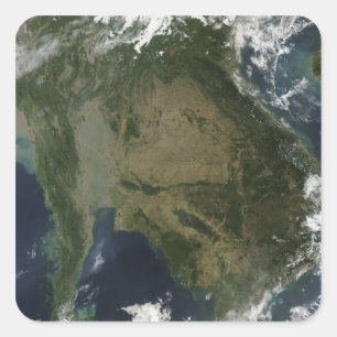 Satellit- beskåda av Indochina Fyrkantigt Klistermärke