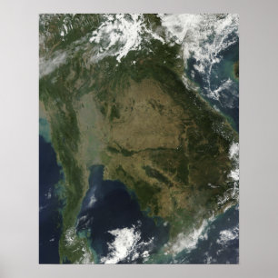Satellit- beskåda av Indochina Poster