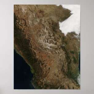Satellit- beskåda av landskap av centralen Mexi Poster