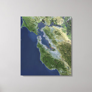 Satellit- beskåda av San Francisco, Kalifornien Canvastryck