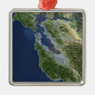 Satellit- beskåda av San Francisco, Kalifornien Julgransprydnad Metall