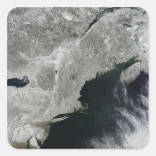 Satellit- beskåda av snö fyrkantigt klistermärke