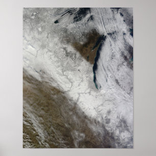 Satellit- beskåda av snö och kall poster