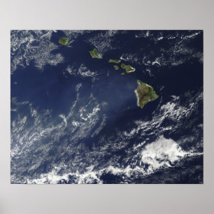 Satellit- beskåda av vulkanisk dimma poster