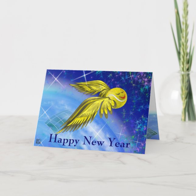 Satellit- gott nytt år för tennis helgkort (Framsida)