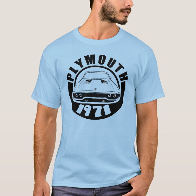 Satellit- skjorta 1971 för Plymouth Roadrunner Tee (Framsida)