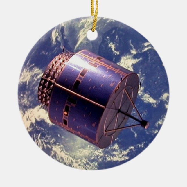 Satellit- väder modellerar i utrymme julgransprydnad keramik (Framsidan)