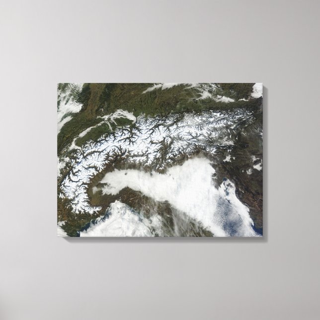Satellitbild av Bergsområdet Alpernor Canvastryck (Framsida)