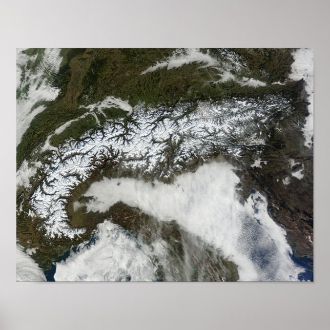 Satellitbild av Bergsområdet Alpernor Poster (Framsidan)