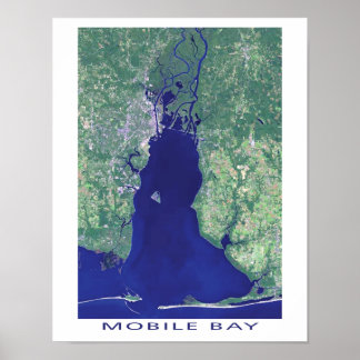 Satellitbild för Mobile Bay Alabama Poster