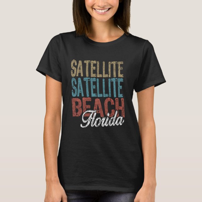 SATELLITE BEACH Florida HIBISCUS & SCRIPT Tre till T Shirt (Framsida)