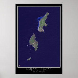 Satellite för Saipan-Tinian Northern Marianas Isla Poster