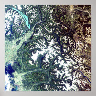 Satellite Image North Cascades nationalpark Poster
