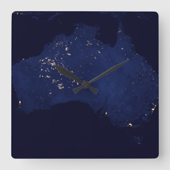 Satellite the Natt Ljus of Australia. Fyrkantig Klocka (Framsida)