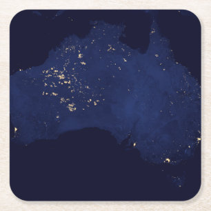 Satellite the Natt Ljus of Australia. Underlägg Papper Kvadrat