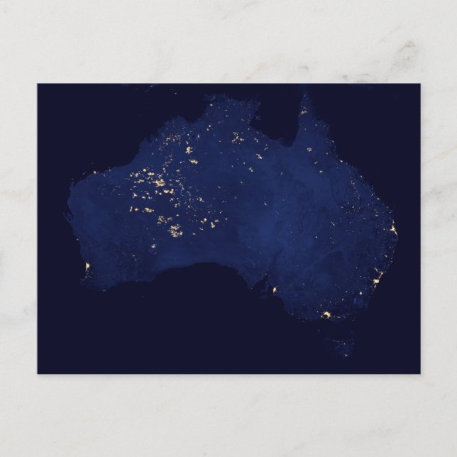 Satellite the Natt Ljus of Australia. Vykort (Framsida)