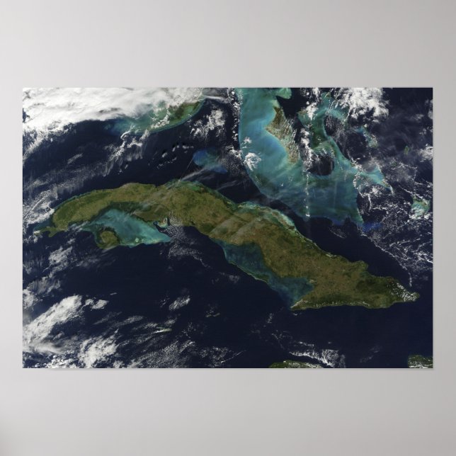 Satellite view of Cuba Poster (Framsidan)