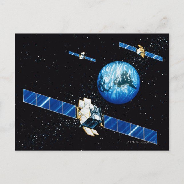 Satellitorbitande jord vykort (Framsida)