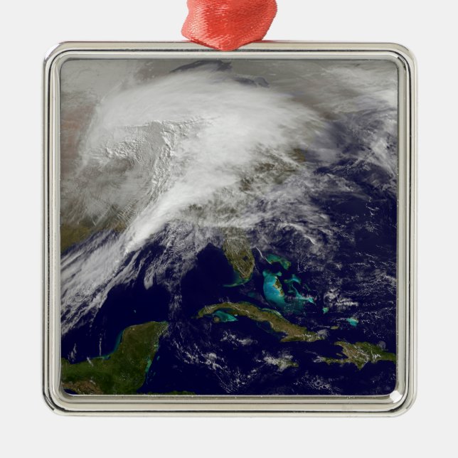 Satellitsyn på stormen under vintern julgransprydnad metall (Framsidan)