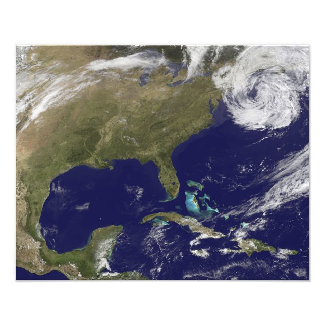 Satellitsynen på Förenta Stater Öster Kusten Fototryck (Framsidan)