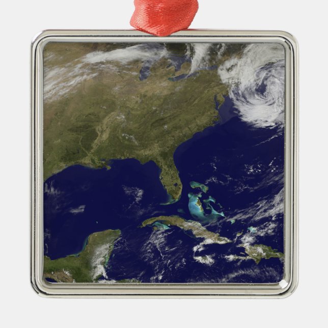 Satellitsynen på Förenta Stater Öster Kusten Julgransprydnad Metall (Framsidan)