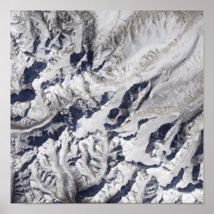 Satellitvy av en Himalayan glaciär Poster