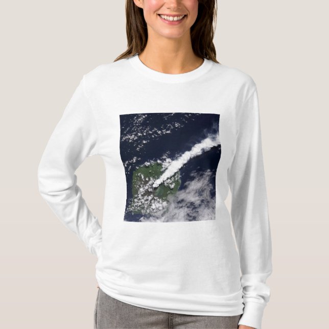 Satellitvy av en tjock ångplumm med rik tee shirt (Framsida)