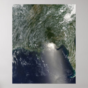 Satellitvy av ett oljeutsläpp poster
