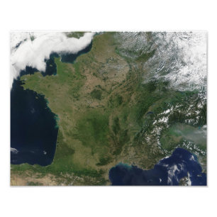 Satellitvy av Frankrike Fototryck