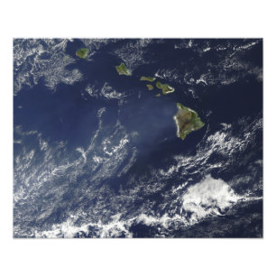 Satellitvy av vulkanisk dimma fototryck
