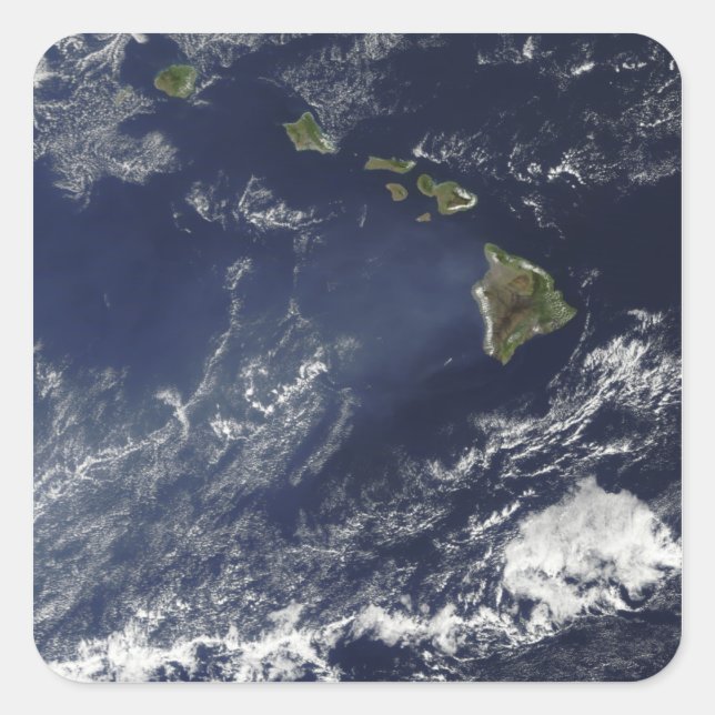 Satellitvy av vulkanisk dimma fyrkantigt klistermärke (Framsida)