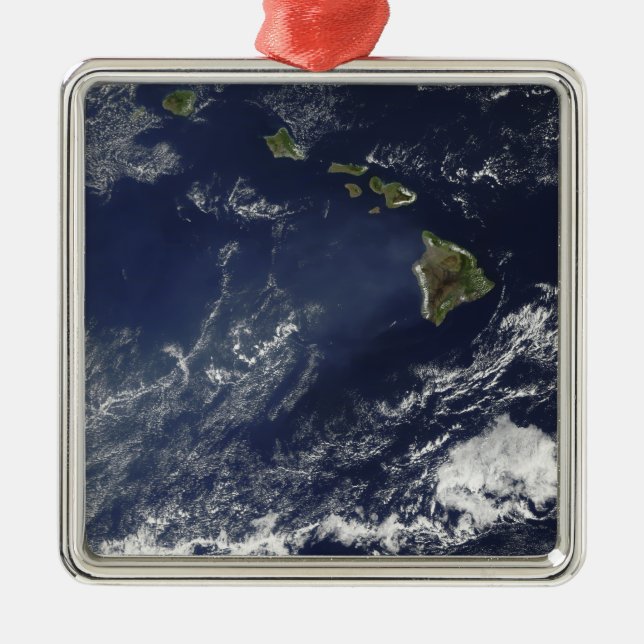 Satellitvy av vulkanisk dimma julgransprydnad metall (Framsidan)