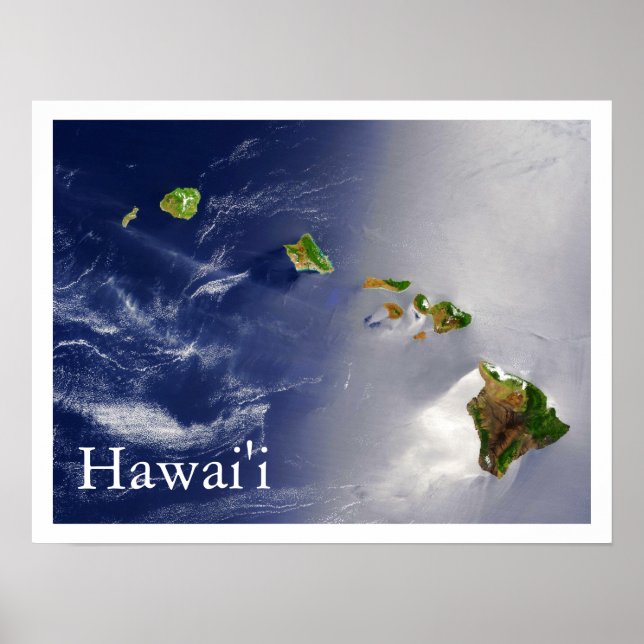 Satellitvy för Hawaiianska öarna Poster (Framsidan)