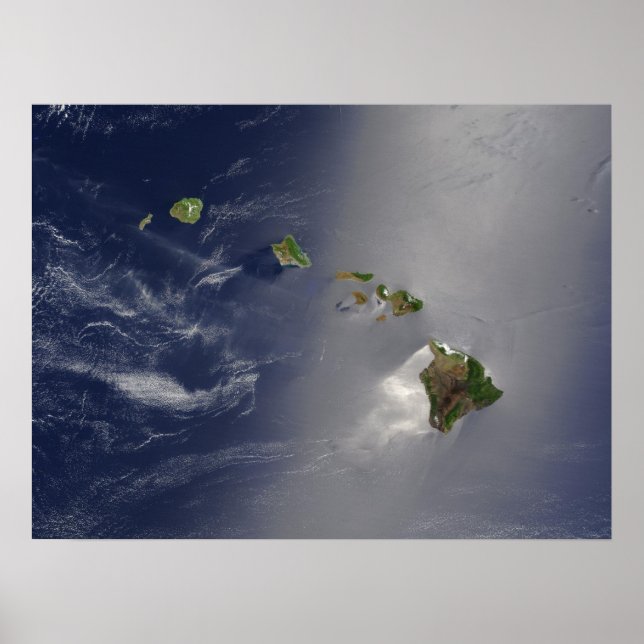 Satellitvy för Hawaiianska öarna Poster (Framsidan)