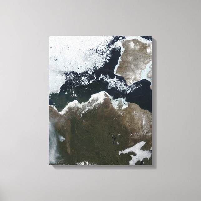 Satellitvy över Nordvästra Kanada Canvastryck (Framsida)