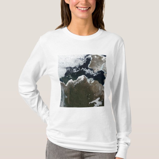 Satellitvy över Nordvästra Kanada T-shirt (Framsida)