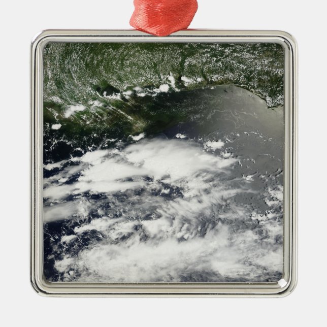 Satellitvy över oljeläckage 2 julgransprydnad metall (Framsidan)