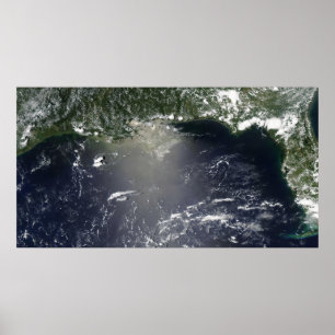 Satellitvy över oljeläckage poster