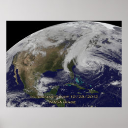 Satellitvy över orkanen Sandy 60x40 Poster
