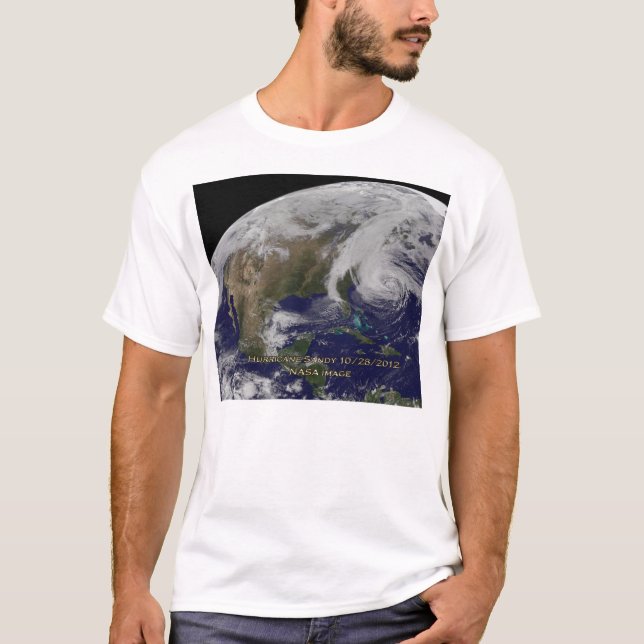 Satellitvy över orkanen Sandy T Shirt (Framsida)