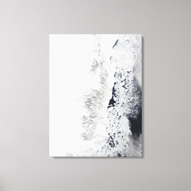 Satellitvy över östran kusten i Greenlan Canvastryck (Framsida)