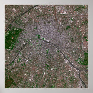 Satellitvy över Paris, Frankrike Poster