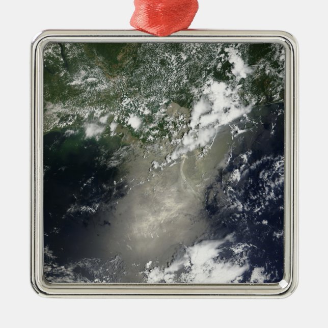 Satellitvy över påsar och rosett band av olja julgransprydnad metall (Framsidan)