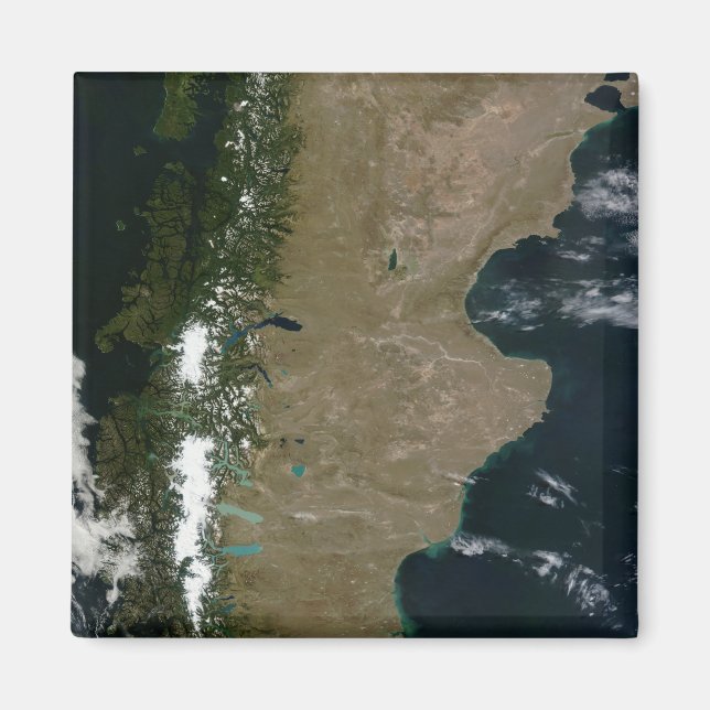 Satellitvy över regionen Patagonien Magnet (Framsidan)
