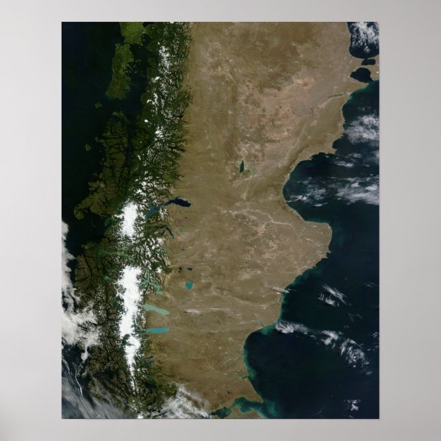 Satellitvy över regionen Patagonien Poster (Framsidan)